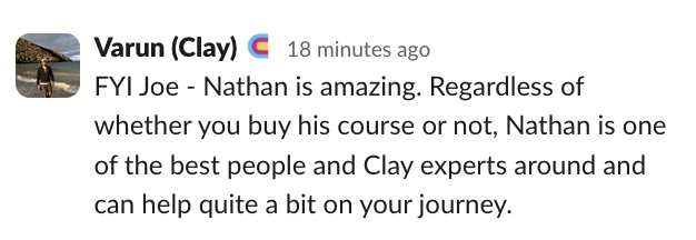 Varun recommends Clay Bootcamp